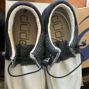 Hey Dude Black and White Slip-On Shoes